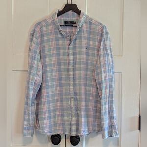 Vineyard Vines Pastel Plaid Shirt Men's  XL Top Summer Office Wear Excel Used